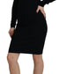 Black Viscose Long Sleeves Bodycon Sheath Dress