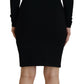 Black Viscose Long Sleeves Bodycon Sheath Dress