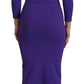 Purple Viscose Long Sleeves Bodycon Maxi Dress