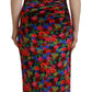 Multicolor Floral Bodycon Ruched Maxi Dress