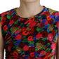 Multicolor Floral Bodycon Ruched Maxi Dress