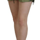 Green Cotton Mid Waist Drawstring Tapered Shorts
