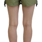 Green Cotton Mid Waist Drawstring Tapered Shorts