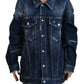Blue Distressed Collared Denim Jacket