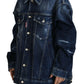 Blue Distressed Collared Denim Jacket