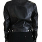 Black Leather Collared Long Sleeves Jacket