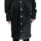 Black Washed Hooded Women Long Denim Blazer Jacket