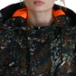 Green Hooded Goth Camouflage Print Parka Coat Jacket