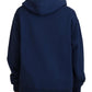 Blue Logo Printed Hooded Women Long Sleeve Sweater