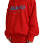 Red Logo Print Cotton Hoodie Sweatshirt Sweater
