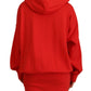 Red Logo Print Cotton Hoodie Sweatshirt Sweater