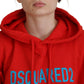 Red Logo Print Cotton Hoodie Sweatshirt Sweater