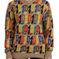 Brown Cotton Long Sleeve Crew Neck Printed Sweater