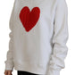 White Cotton Heart Fringe Long Sleeve Sweater