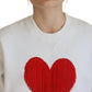 White Cotton Heart Fringe Long Sleeve Sweater