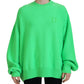 Green Logo Embroidery Women Long Sleeve Sweater