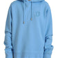 Light Blue Logo Hooded Women Long Sleeve Sweater