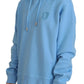 Light Blue Logo Hooded Women Long Sleeve Sweater
