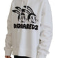 White Logo Animals Print Hooded Long Sleeve Sweater