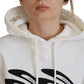 White Logo Animals Print Hooded Long Sleeve Sweater