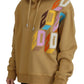 Brown Logo Printed Hooded Long Sleeve Sweater