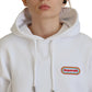 White Logo Patch Cotton Hoodie Sweatshirt Sweater