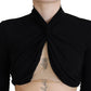 Black Cut Out Viscose Cropped Long Sleeves Top