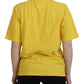 Yellow Logo Print Cotton Crewneck Easy Tee T-shirt
