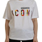 White Cotton Shiny Icon East Tee Crewneck T-shirt