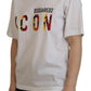 White Cotton Shiny Icon East Tee Crewneck T-shirt