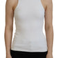 White Viscose Sleeveless Round Neck Tank T-shirt