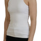 White Viscose Sleeveless Round Neck Tank T-shirt