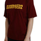 Maroon Logo Cotton Crewneck Short Sleeve Tee T-shirt