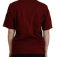 Maroon Logo Cotton Crewneck Short Sleeve Tee T-shirt