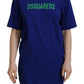 Blue Logo Cotton Crewneck Short Sleeve Tee T-shirt