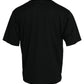 Black Logo Patch Cotton Crew Neck T-shirt