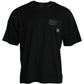 Black Logo Patch Cotton Crew Neck T-shirt
