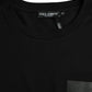 Black Logo Patch Cotton Crew Neck T-shirt