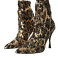 Gold Leopard Sequins Heels Boots Shoes