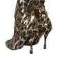 Gold Leopard Sequins Heels Boots Shoes