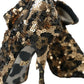 Gold Leopard Sequins Heels Boots Shoes
