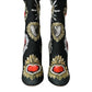 Black Stretch Socks Red Hearts Booties Shoes