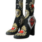 Black Stretch Socks Red Hearts Booties Shoes