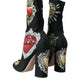 Black Stretch Socks Red Hearts Booties Shoes