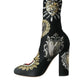 Black Stretch Socks Red Hearts Booties Shoes