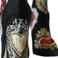 Black Stretch Socks Red Hearts Booties Shoes