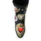 Black Stretch Socks Red Hearts Booties Shoes