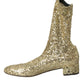 Gold Sequined Short Boots Stretch Shoes