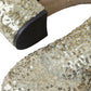 Gold Sequined Short Boots Stretch Shoes