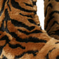 Brown Tiger Fur Leather Mid Calf Boots Shoes